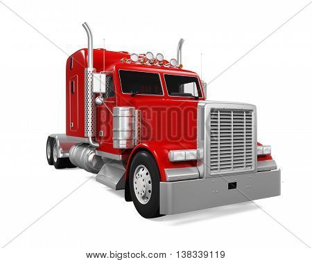 Red Trailer Truck isolated on white background. 3D render