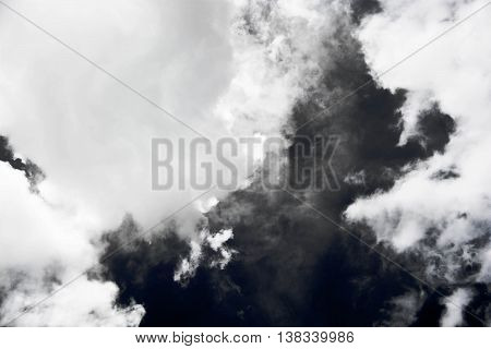 White - Grey smoke isolated on black background.