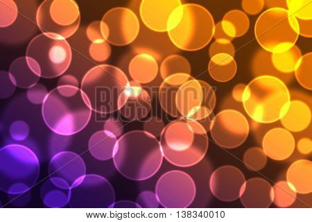 Blurred Purple-Yellow bokeh background in circle shape.