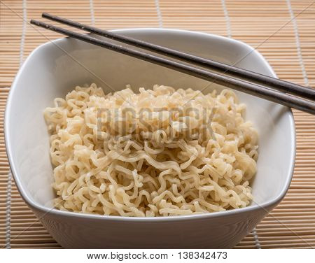 Ramen Instant Noodles Isolated in White Bowl