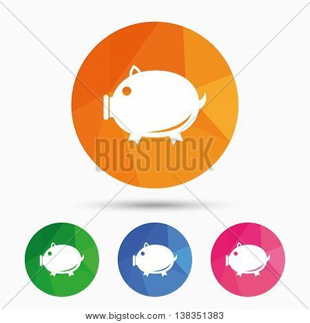 Piggy sign icon. Pork symbol. Triangular low poly button with flat icon. Vector