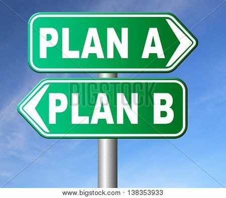 plan a plan b backup plan or alternative option 3D illustration, isolated, on white
