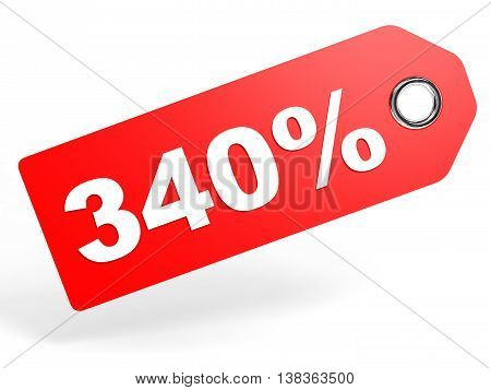 340 Percent Red Discount Tag On White Background.
