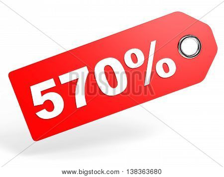 570 Percent Red Discount Tag On White Background.