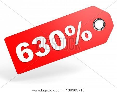 630 Percent Red Discount Tag On White Background.