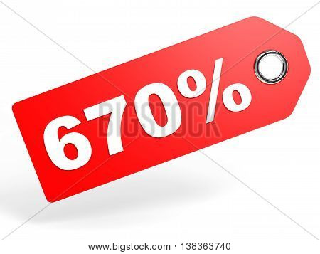 670 Percent Red Discount Tag On White Background.