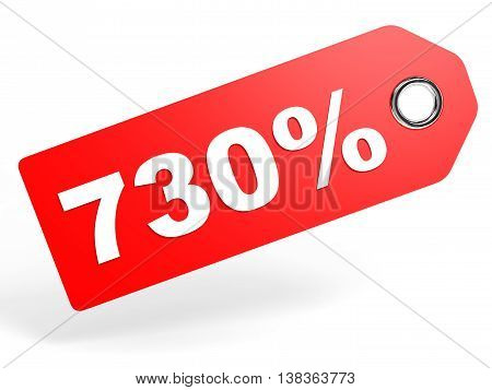730 Percent Red Discount Tag On White Background.