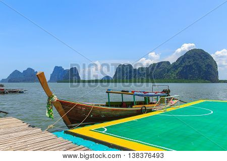 Small floating soccer field, at Panyee island, Phang Nga Province,Thailand