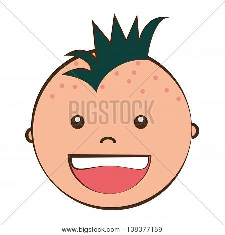Little boy smiling cartoon design, isolated flat vector illustration graphic.