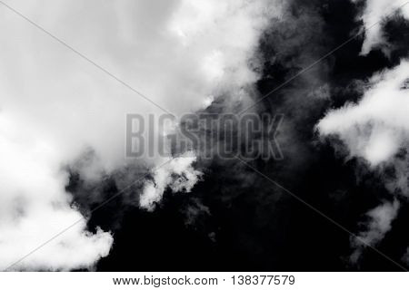 White - Grey smoke isolated on black background.