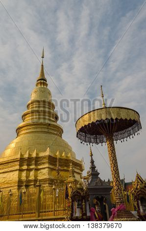 Haripunchai Temple, Lampoon, Thailand. .