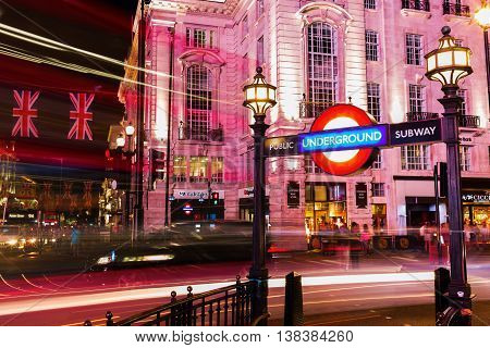 Piccadilly Circus In London, Uk, At Night