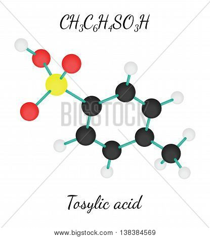CH3C6H4SO3H Tosylic acid 3d molecule isolated on white