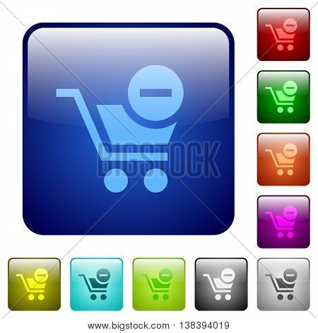 Set of remove from cart color glass rounded square buttons