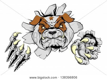 Bulldog Ripping Through Wall