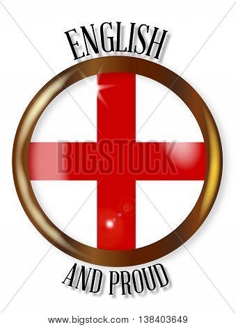 English and Proud flag button with a circular border over a white background