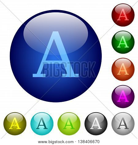 Set of color font glass web buttons.