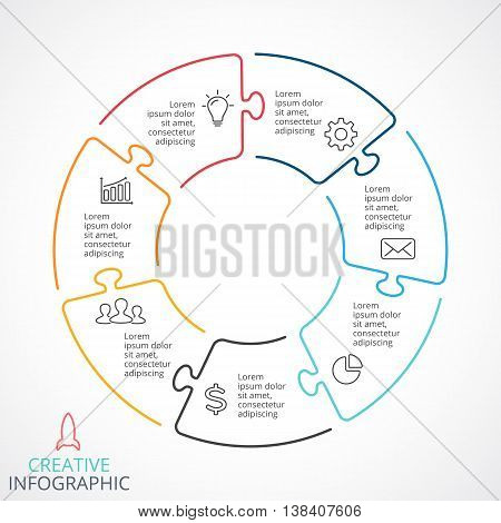 Circle arrows diagram for graph infographic presentation with steps parts options.