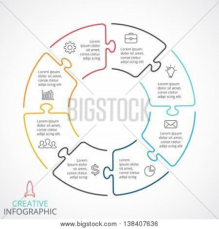 Circle arrows diagram for graph infographic presentation with steps parts options.