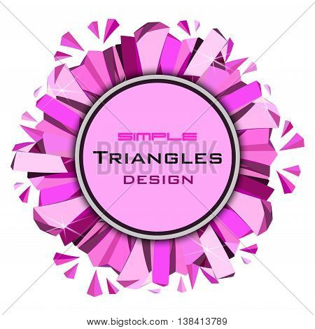 Ruby diamond circle frame with pink glamour sparkles on white background. Round label with text place. Vector illustration - stock vector.