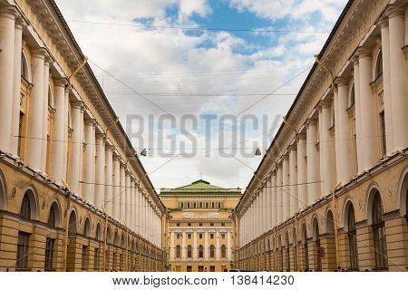 View to the street of the architect Rossi and Alexandrinsky Theatre