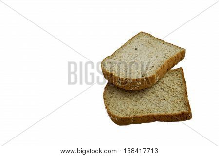 slices of whole wheat bread isolated on white background