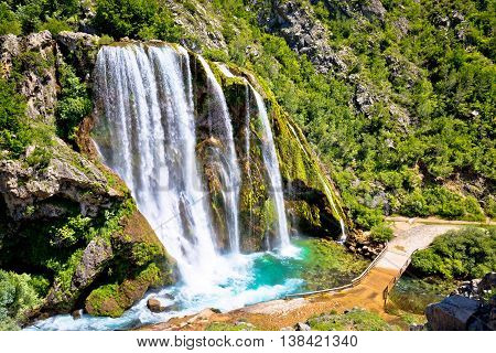 Krcic waterfall in Knin scenic view Dalmatian inland Croatia