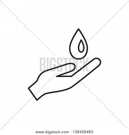 Hand protecting water line icon. Vector illustration