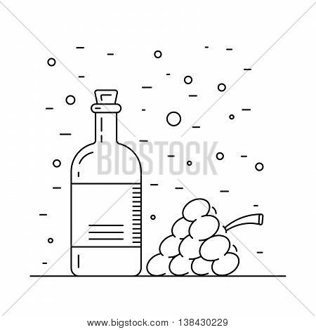 Wine vinegar in the bottle vector outline.
