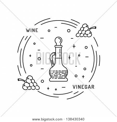 Wine vinegar in the bottle vector outline.