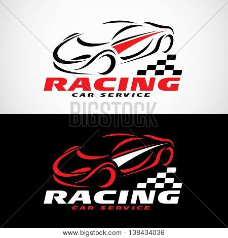 Red Black and white Racing car service logo vector design