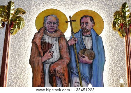 ZAGREB, CROATIA - JANUARY 31: St. James and St. Philip on tha altar of the church of Saint Blaise in Zagreb, Croatia on January 31, 2015