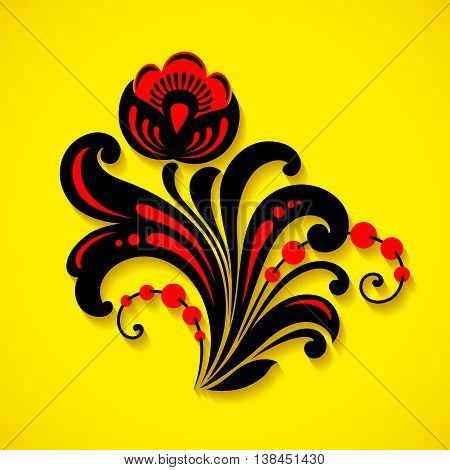 Decorative floral element for design. Hohloma. Vector illustration