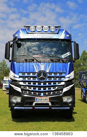 PORVOO, FINLAND - JULY 2, 2016: Mercedes-Benz Arocs 3293 of Kuljetus J Kohonen on Riverside Truck Meeting 2016.