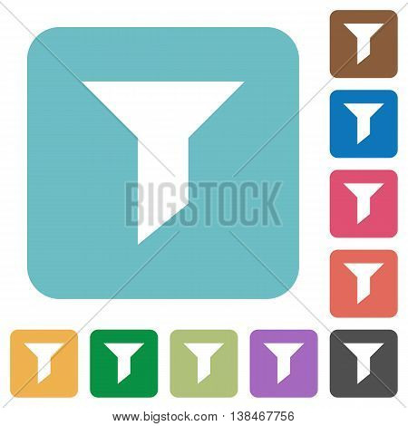 Flat filter symbol icons on rounded square color backgrounds.