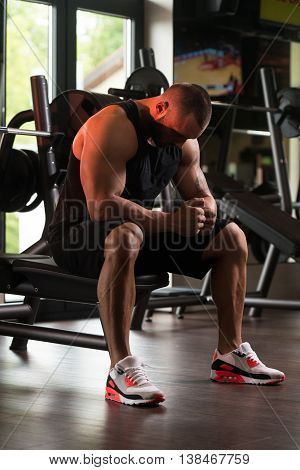 Bodybuilder Resting In Healthy Club