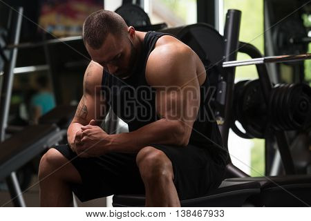 Muscular Man Resting On The Bench