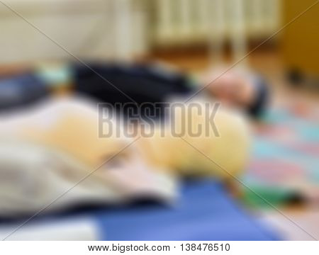 First aid course theme creative abstract blur background with bokeh effect