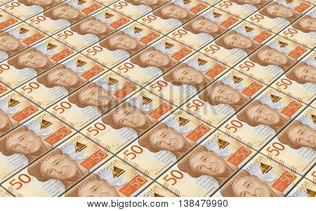 Swedish kronor bills stacks background. 3D illustration.