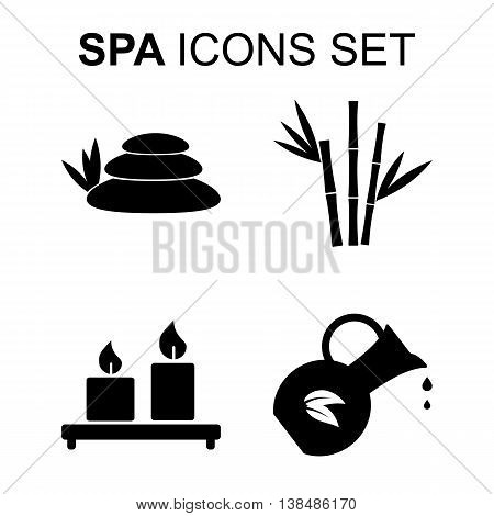 Spa icons set. Silhouette flat design vector illustration
