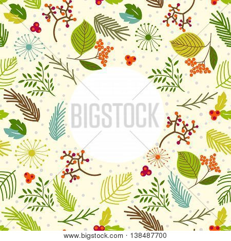 Vintage hand drawn floral background. Holiday card.