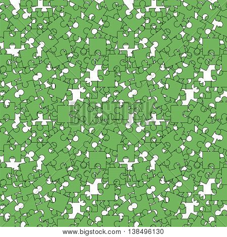Set of Green Pazzle on White Background. Seamless Jigsaw Pattern