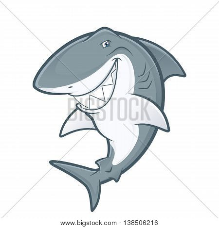Clipart picture of a white shark cartoon mascot character