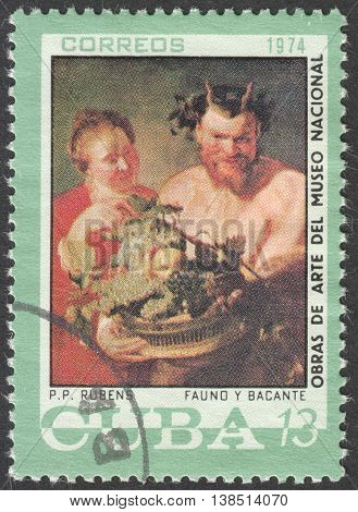 MOSCOW, RUSSIA - CIRCA FEBRUARY, 2016: a post stamp printed in CUBA shows painting by Rubens, the series 