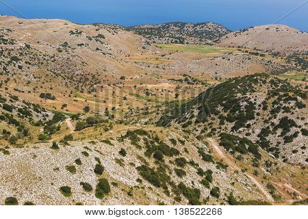 Lentil fields on Vouni plateau, Englouvi village,  Lefkada, Greece