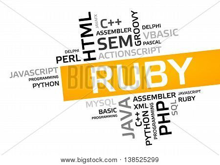 Ruby Word Cloud, Tag Cloud, Vector Graphic