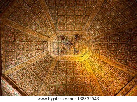 BETANCURIA, SPAIN - SEPTEMBER 16, 2015: The ceiling in Cathedral Church of Saint Mary of Betancuria in Fuerteventura Canary Islands Spain