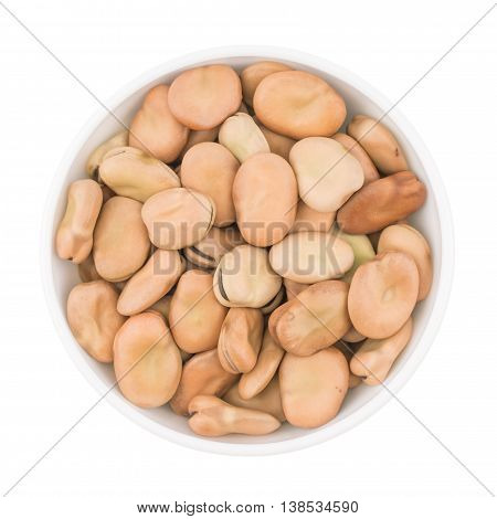 bowl of broad beans isolated on white background