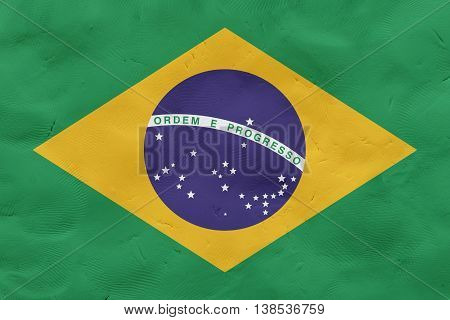 Brazil national flag made of plasticine (national symbol).