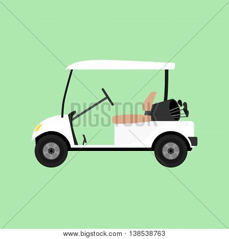 White empty golf cart. Vector illustration isolated.